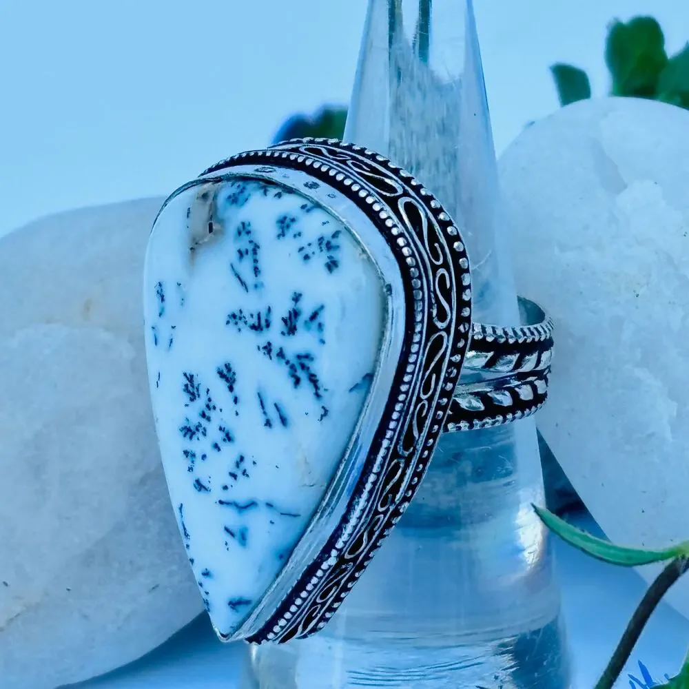 925 Sterling Dendrite Ring Size 7